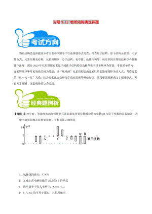 2019高考化學三輪沖刺 專題3.12 物質結構類選擇題解題方法和策略.doc