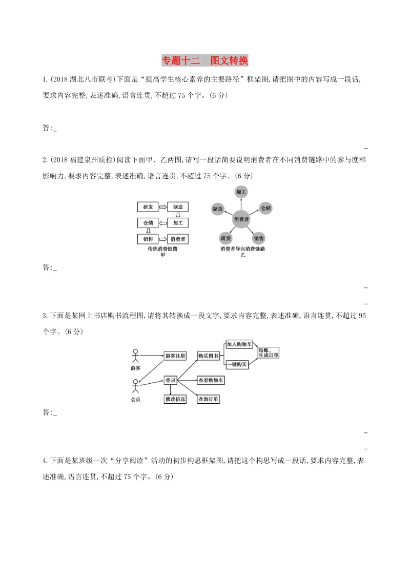 2019届高考语文二轮复习 专题十二 图文转换训练（含解析）.docx_第1页