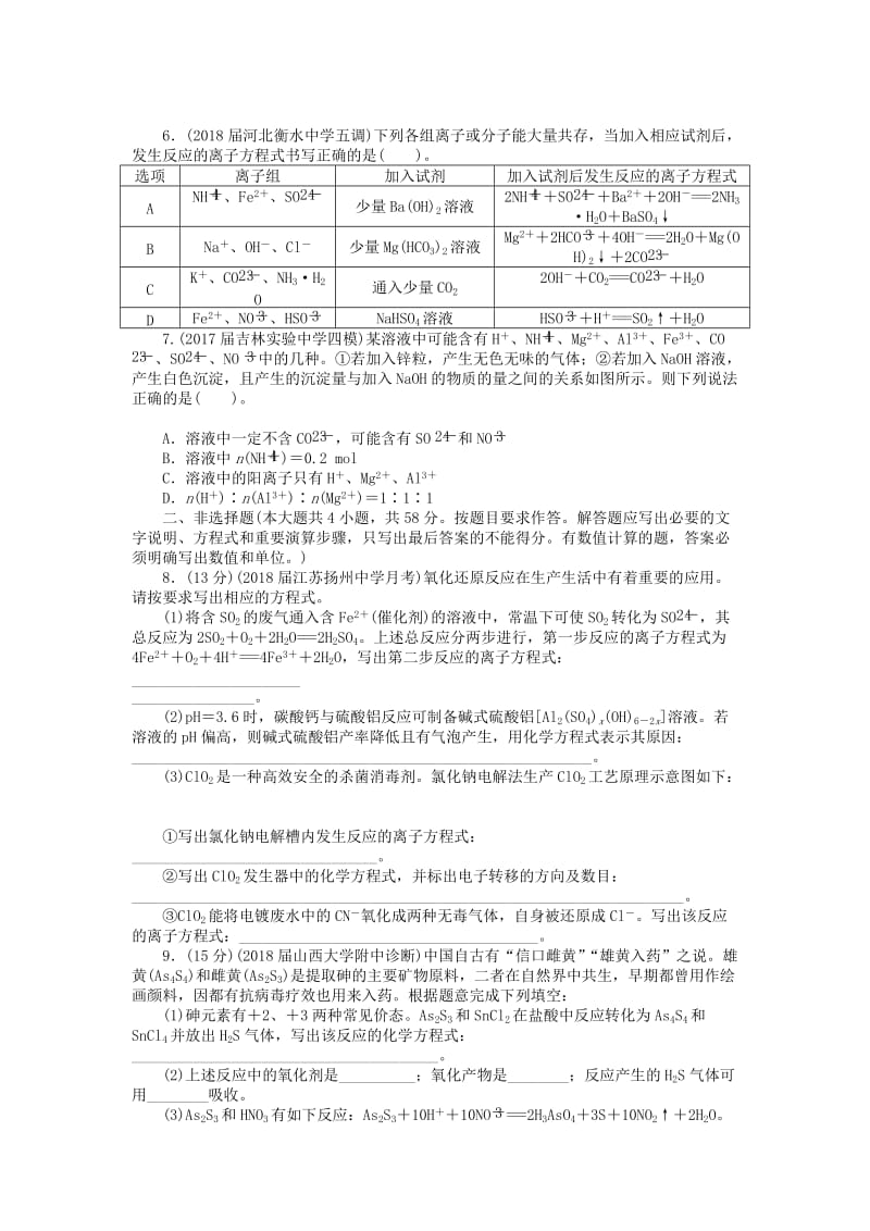 2019版高考化学一轮复习 单元检测（二）化学物质及其变化.doc_第2页