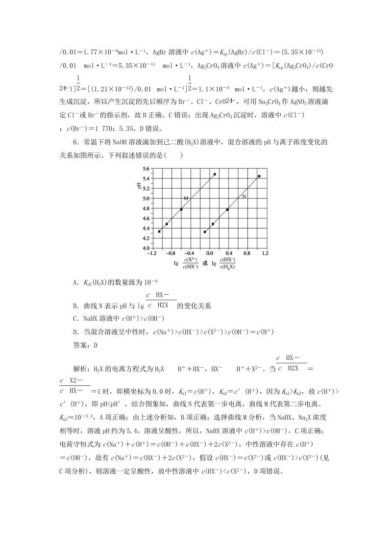 2020版高考化学一轮复习 全程训练计划 周测9 水溶液中的离子平衡（含解析）.doc_第3页