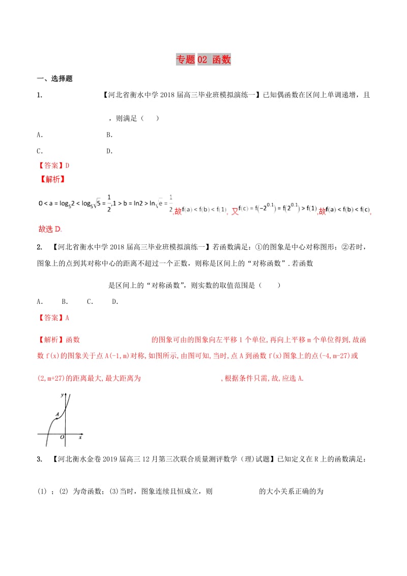 河北省衡水市2019年高考数学 各类考试分项汇编 专题02 函数 理.doc_第1页