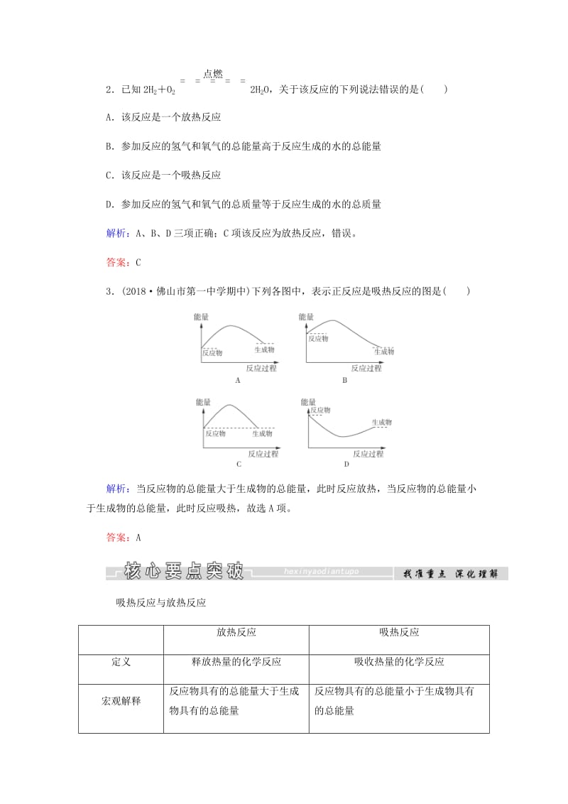 2018-2019学年高中化学 第2章 化学反应与能量 第一节 化学能与热能学案 新人教版必修2.docx_第3页