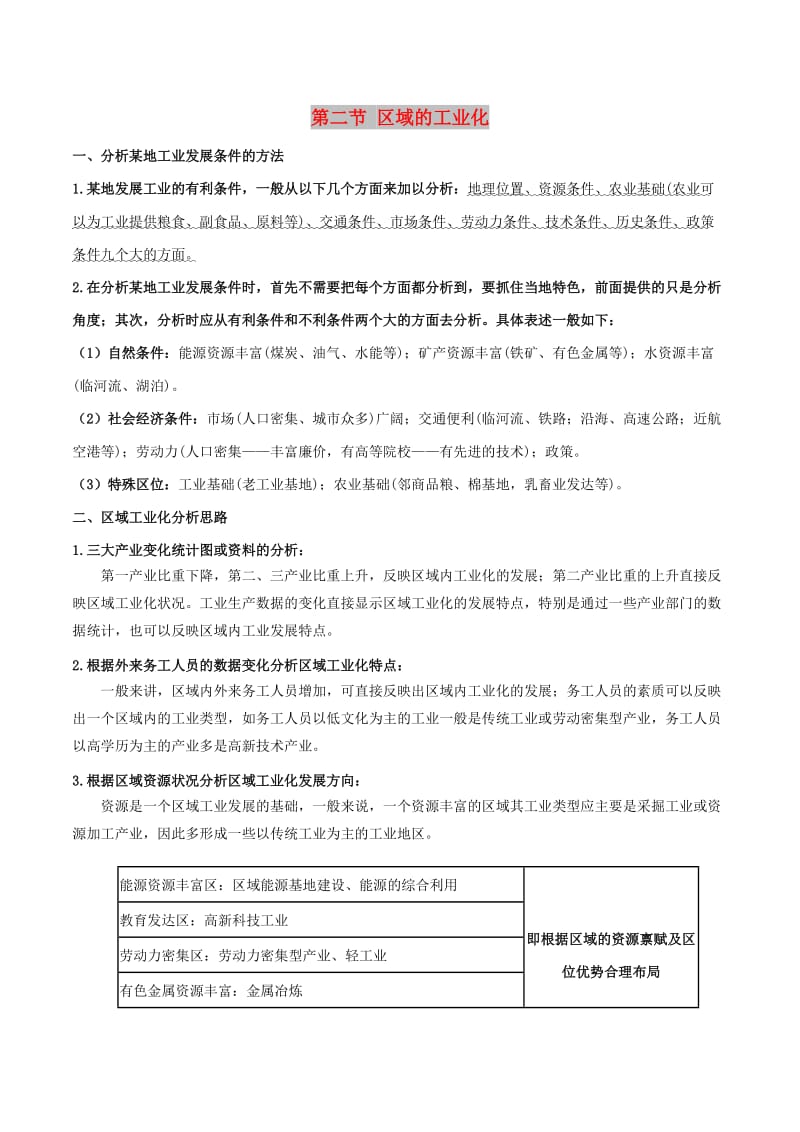 2019高考地理总复习 区域地理 第四章 区域农工业业及其可持续发展 第二节 区域的工业化学案 新人教版必修3.doc_第1页