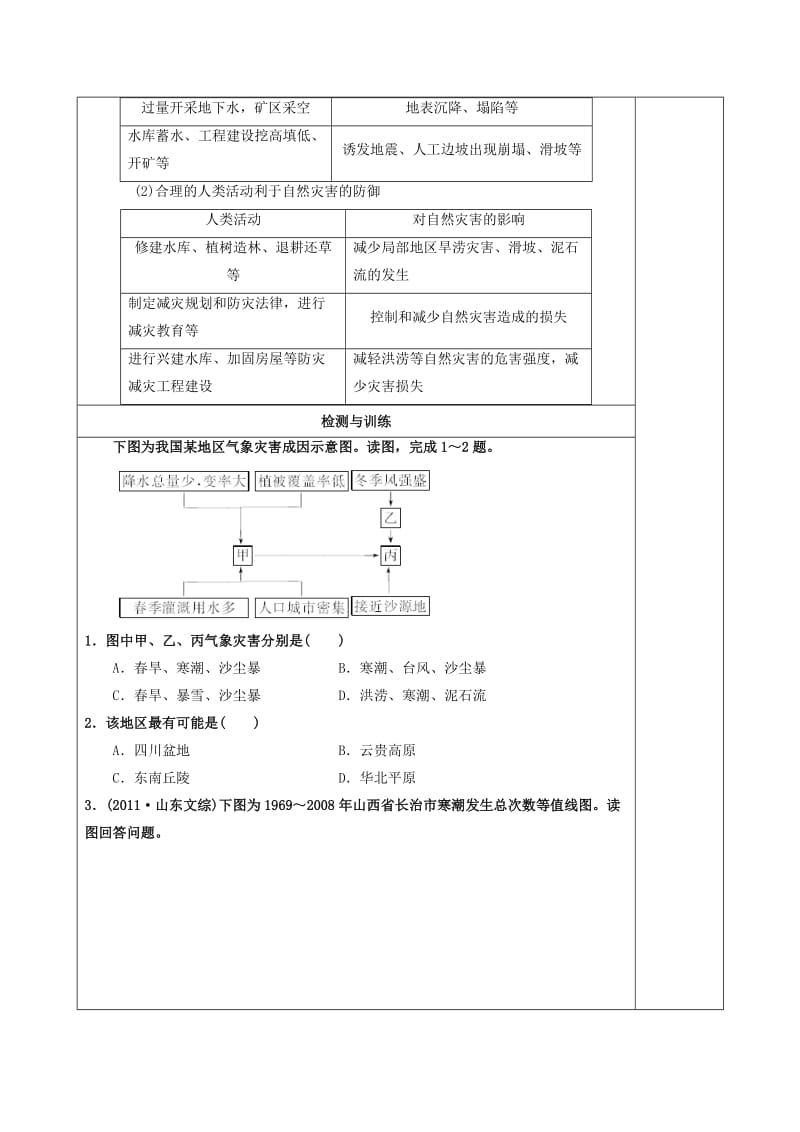 （新课标）高中地理 第五单元 自然灾害与防治 第一课 气象与水文灾害及其防治导学案 鲁教版必修1.doc_第3页