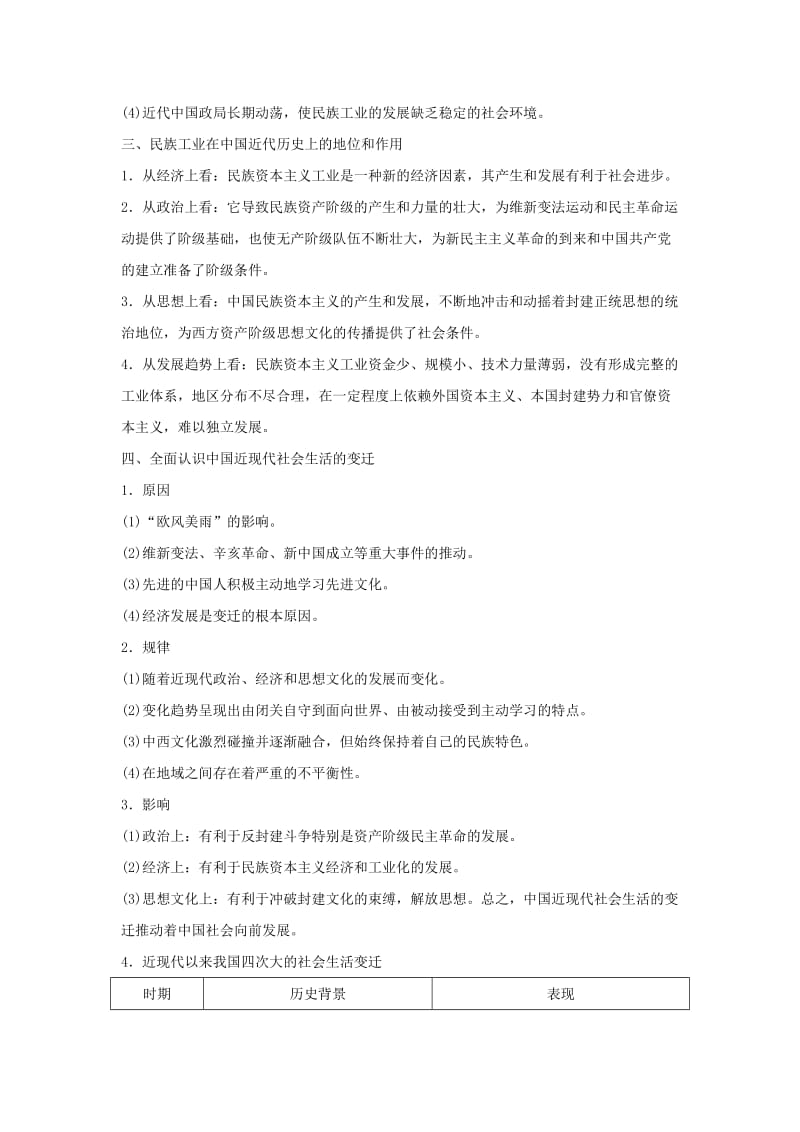 2019高考历史总复习 专题五 近代中国资本主义的曲折发展与近现代社会生活的变迁专题整合学案.doc_第2页