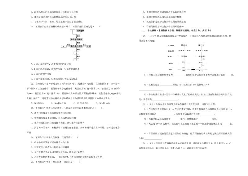 2019年高考生物一轮复习 第七单元 生物的变异、育种和进化单元B卷.doc_第3页