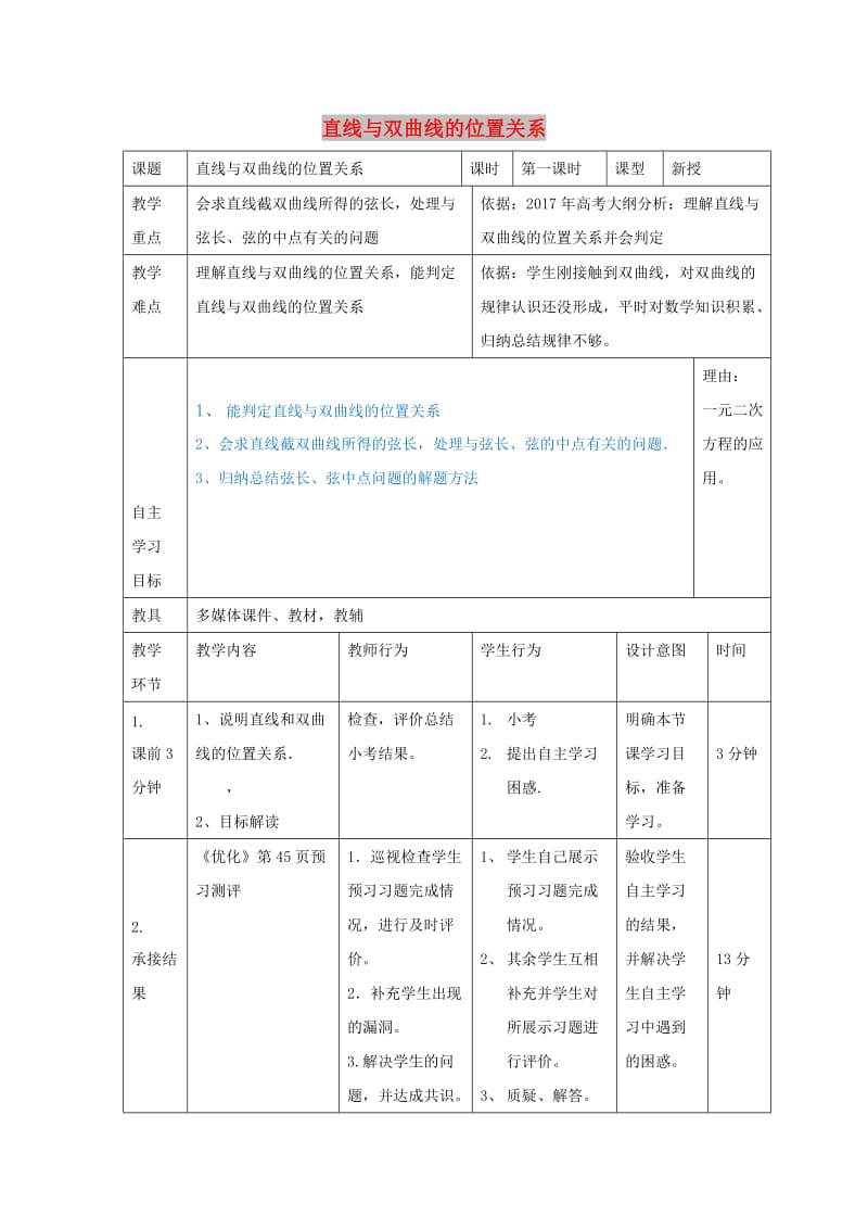 辽宁省大连市高中数学 第二章 圆锥曲线与方程 2.3 双曲线的几何性质（3）教案 新人教B版选修2-1.doc_第1页