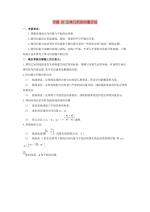 2019年高考數(shù)學 考點分析與突破性講練 專題28 立體幾何的向量方法 理.doc