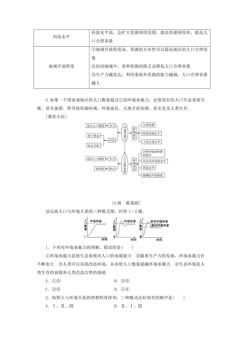 2019春高中地理 第一章 人口的增长、迁移与合理容量 第三节 环境承载力与人口合理容量学案 中图版必修2.doc_第2页