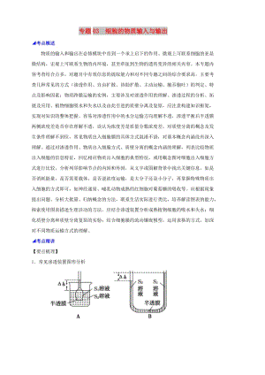 2019高考生物 核心考點特色突破 專題03 細(xì)胞的物質(zhì)輸入與輸出.doc