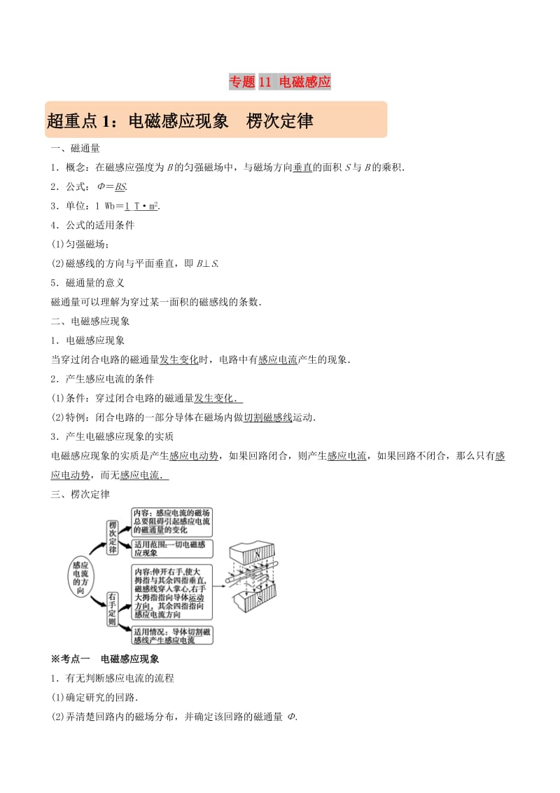 2019年高考物理 专题11 电磁感应学案.doc_第1页