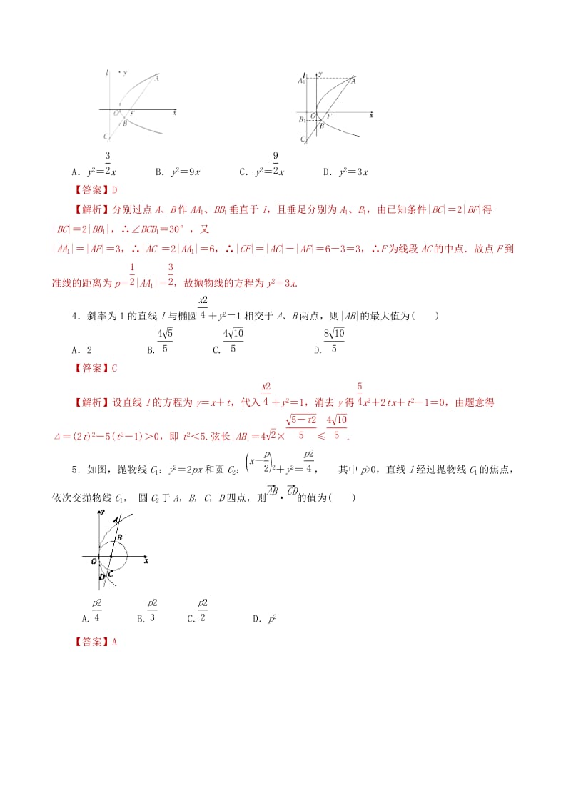 2019年高考数学 课时28 直线与圆锥曲线的位置关系单元滚动精准测试卷 文.doc_第2页