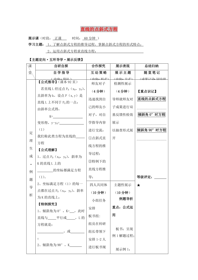 安徽省铜陵市高中数学 第三章《直线方程》直线的点斜式方程学案新人教A版必修2.doc_第1页