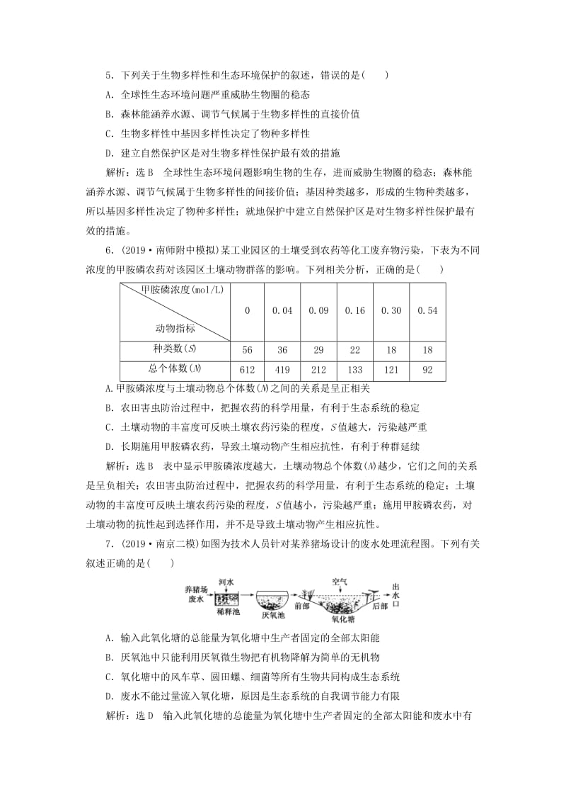 （江苏专版）2020版高考生物一轮复习 课时跟踪检测（三十七）生态环境的保护（含解析）.doc_第2页