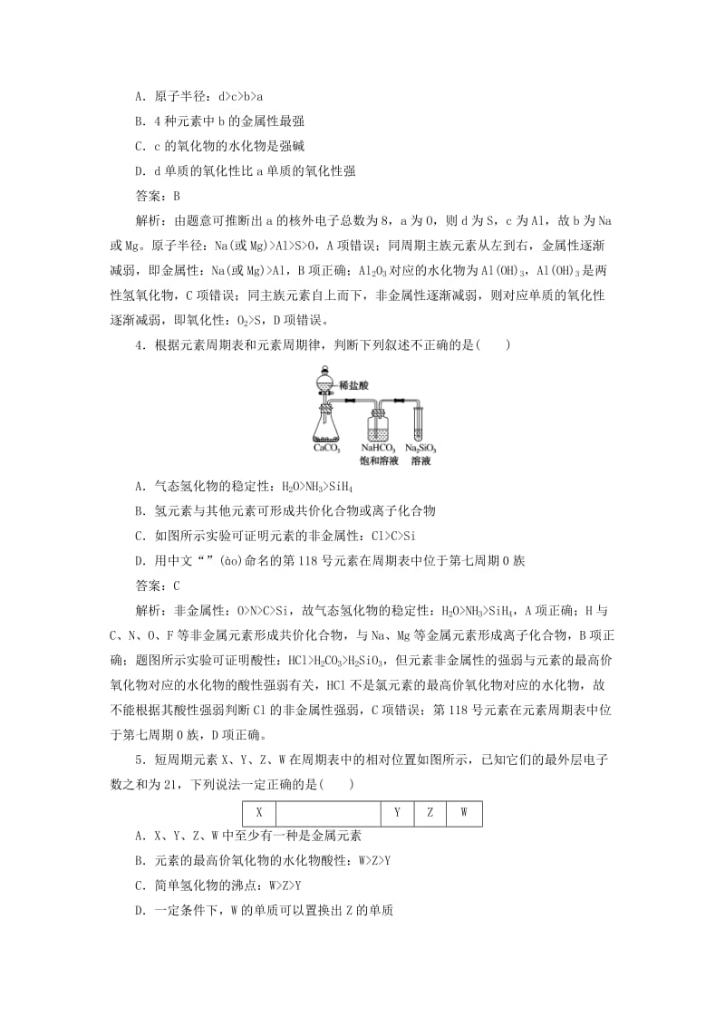 2020版高考化学一轮复习 全程训练计划 课练14 元素周期表和元素周期律的应用（含解析）.doc_第2页