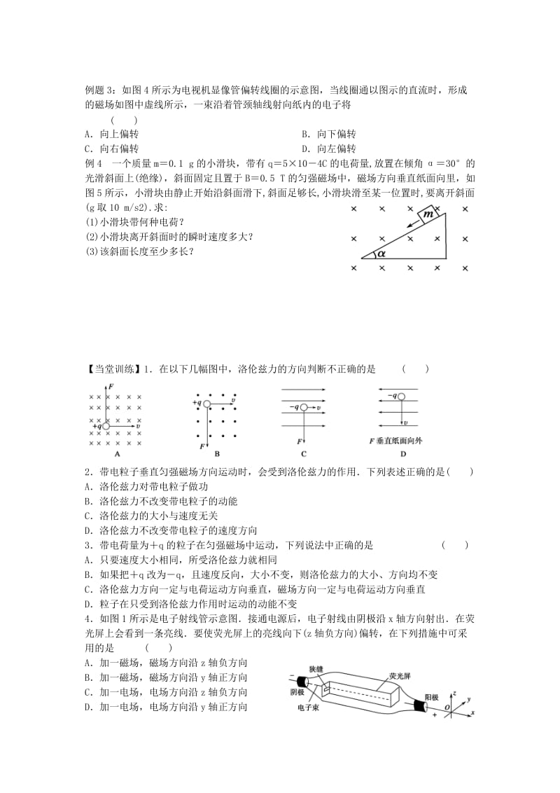 江苏省东台市高中物理 第三章 磁场 3.5 运动电荷在磁场中的受力导学案新人教版选修3-1.doc_第3页