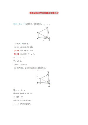 2018-2019學(xué)年高二數(shù)學(xué) 寒假訓(xùn)練10 空間向量與立體幾何 理.docx