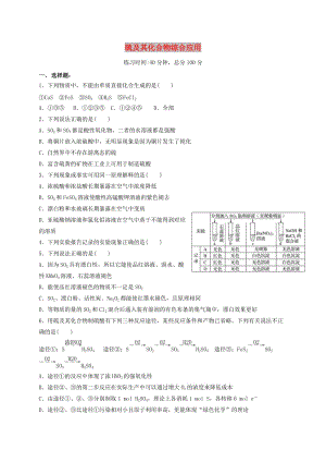 四川省成都市高中化學(xué) 專(zhuān)題 硫及其化合物綜合應(yīng)用限時(shí)練 新人教版必修1.doc