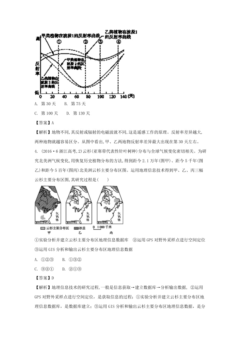 浙江省2018届高考地理总复习 专题检测（十一）地理信息技术应用.doc_第2页