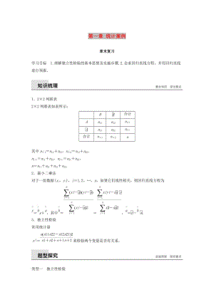 2018-2019學(xué)年高中數(shù)學(xué) 第一章 統(tǒng)計(jì)案例章末復(fù)習(xí)同步學(xué)案 新人教B版選修1 -2.docx