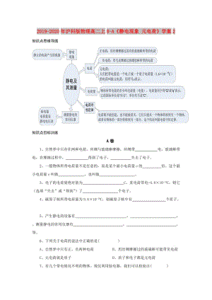 2019-2020年滬科版物理高二上8-A《靜電現(xiàn)象 元電荷》學(xué)案2.doc