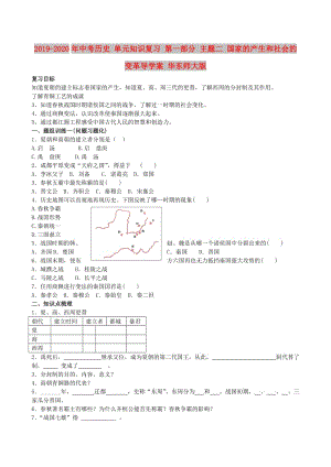 2019-2020年中考歷史 單元知識復習 第一部分 主題二 國家的產(chǎn)生和社會的變革導學案 華東師大版.doc