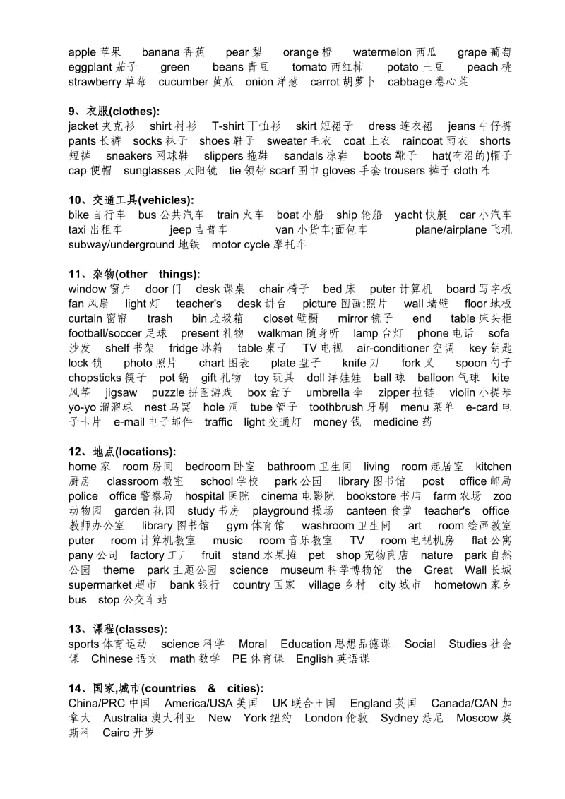 2019年小学三至六年级英语单词分类.doc_第2页