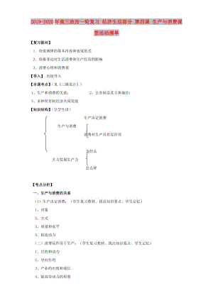 2019-2020年高三政治一輪復(fù)習(xí) 經(jīng)濟(jì)生活部分 第四課 生產(chǎn)與消費(fèi)課堂活動(dòng)清單.doc