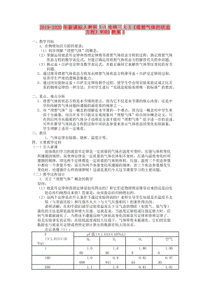 2019-2020年新課標(biāo)人教版3-3選修三8.3《理想氣體的狀態(tài)方程》WORD教案3.doc