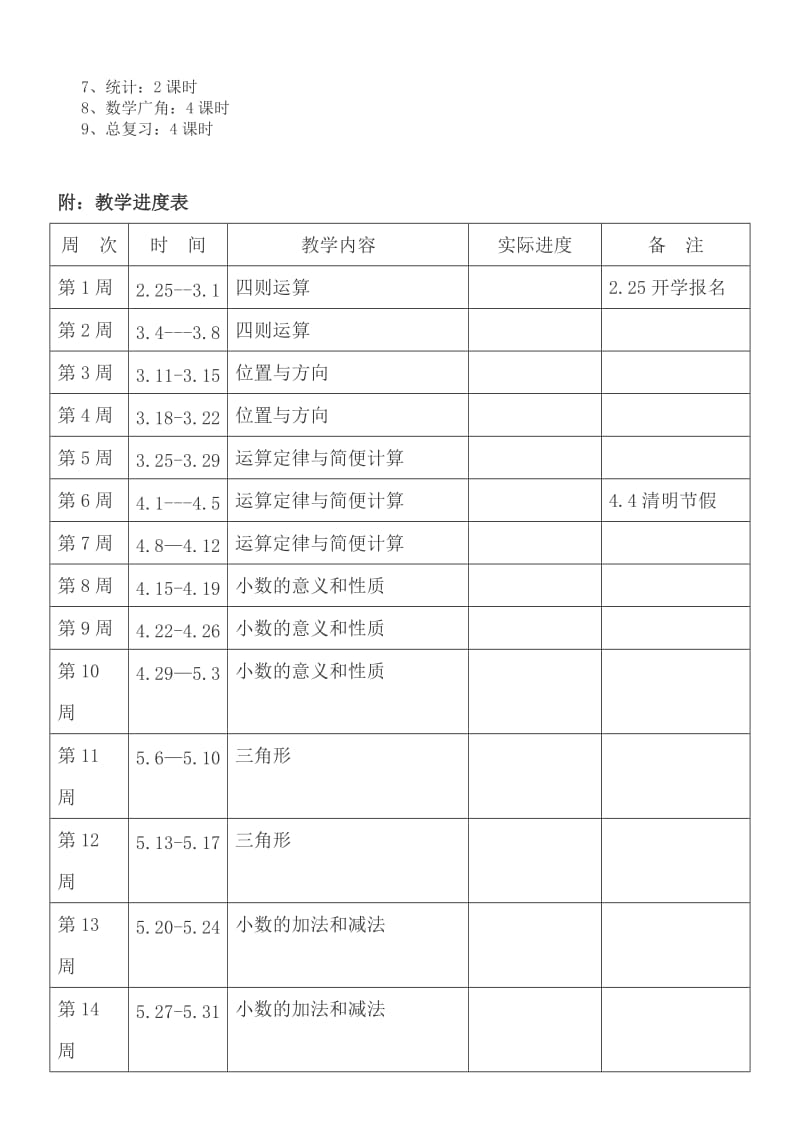 2019年人教版四年级数学下册教学计划.doc_第3页