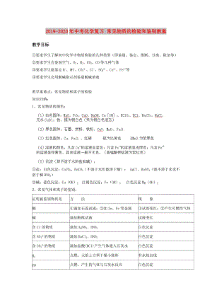 2019-2020年中考化學復習 常見物質的檢驗和鑒別教案.doc