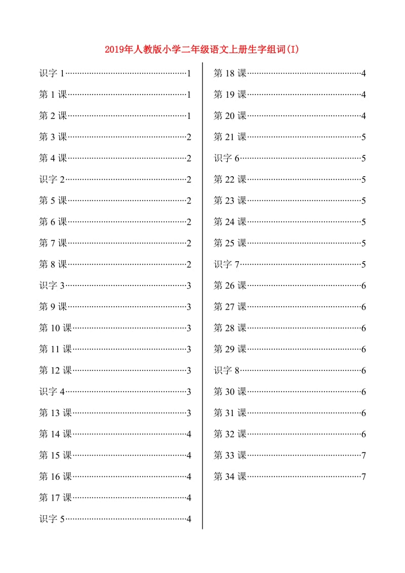 2019年人教版小学二年级语文上册生字组词(I).doc_第1页