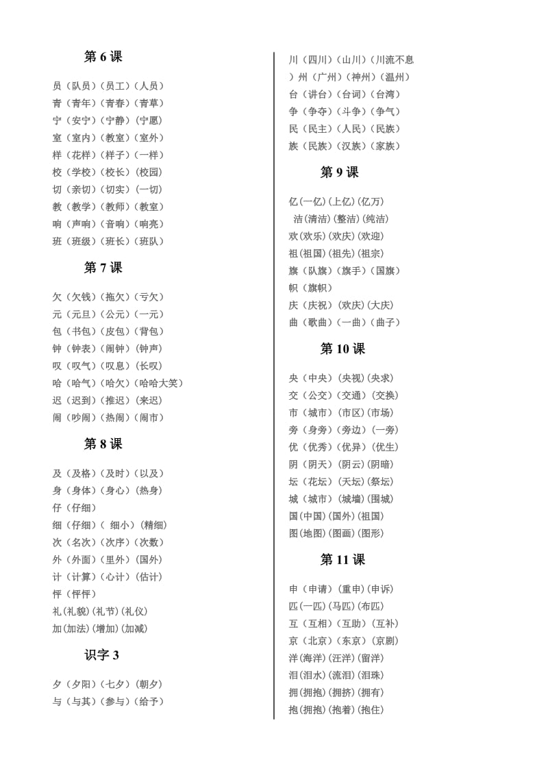 2019年人教版小学二年级语文上册生字组词(I).doc_第3页