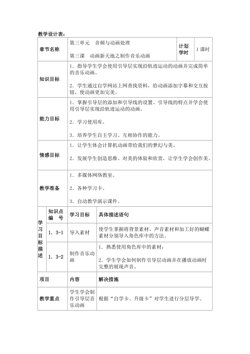 2019-2020年中图版高中信息技术选修2《动画新天地之音乐动画》优秀教学设计.doc_第2页