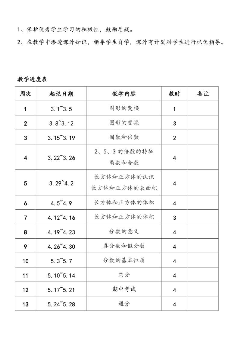 2019年人教版小学五年级数学下册教学计划.doc_第3页