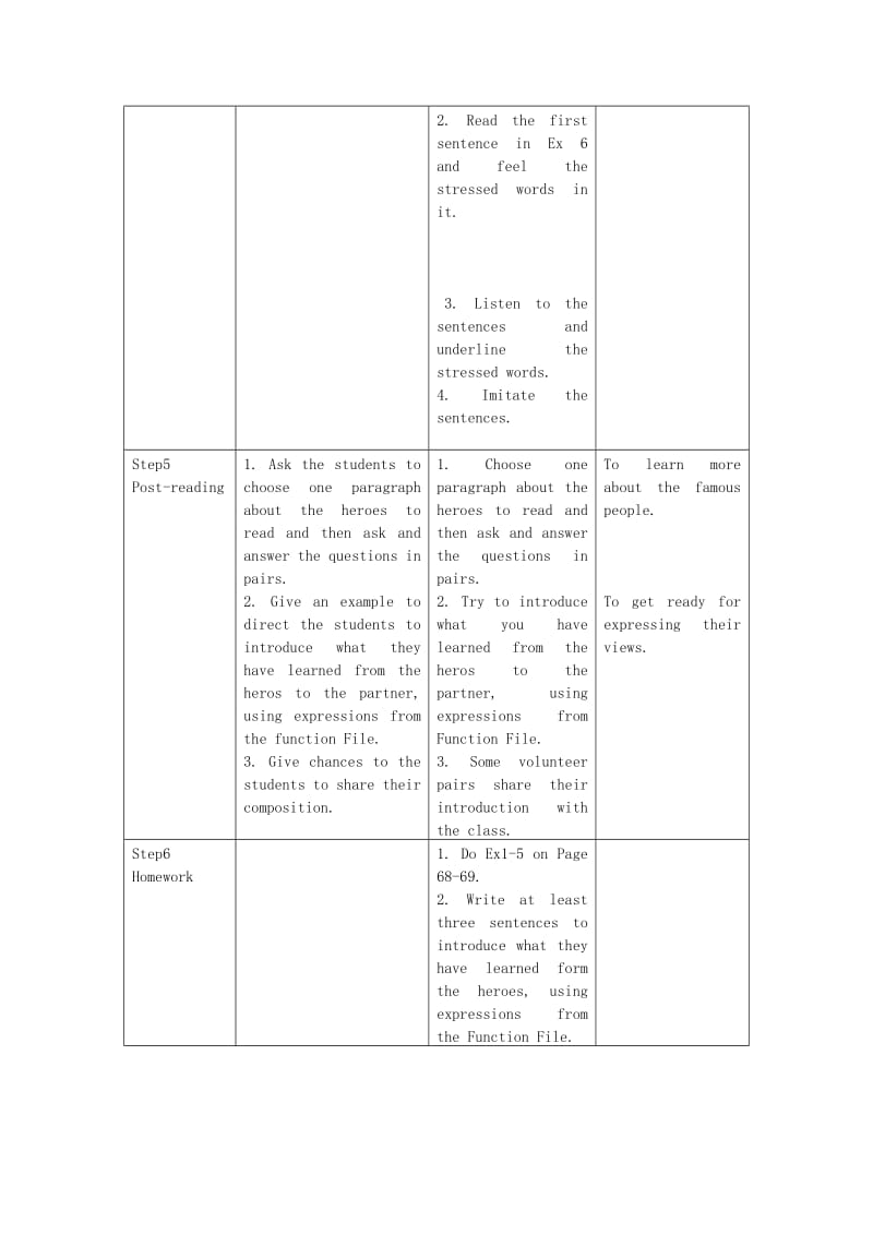 2019-2020年北师大版高中英语必修1 Unit 2《Heroes》（Lesson 2）word教案.doc_第3页