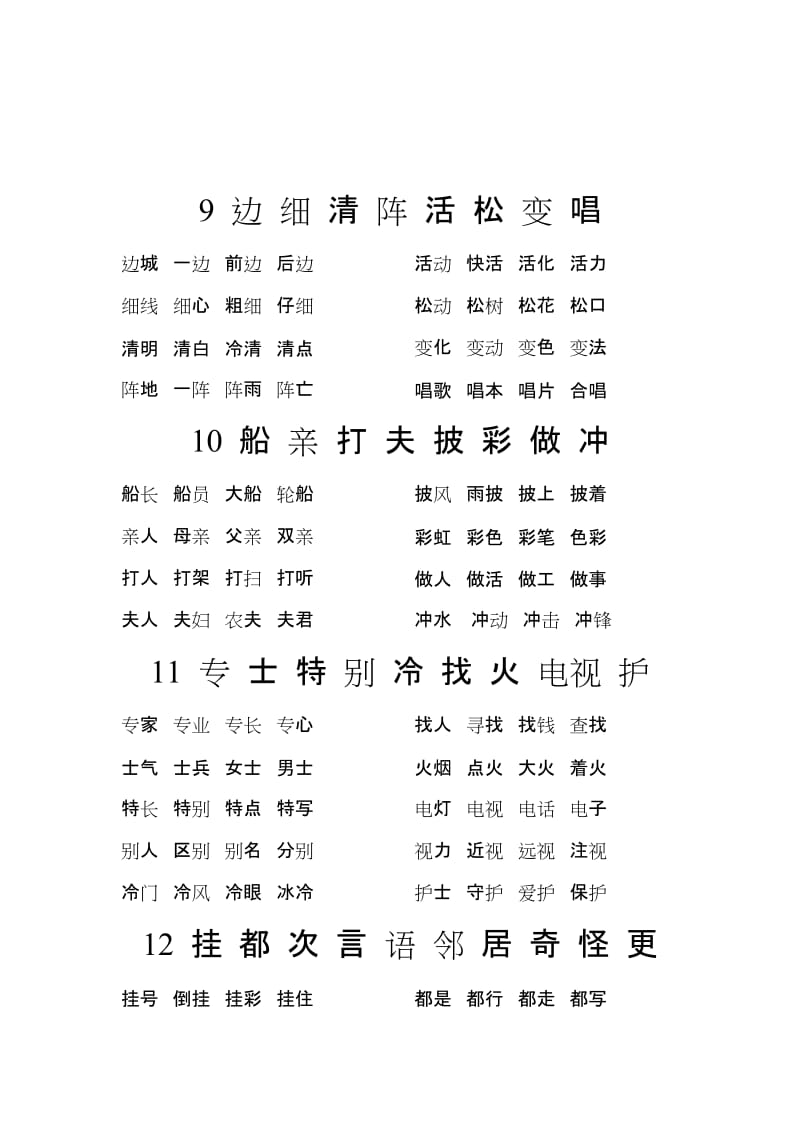 2019年冀教版小学语文二年级(上)生字组词.doc_第3页