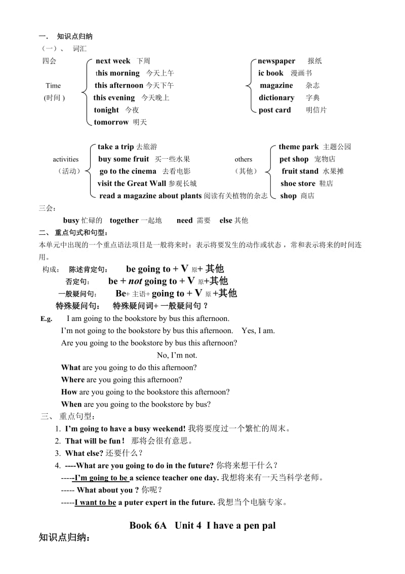 2019年六年级英语上册各单元知识点归纳及练习.doc_第3页