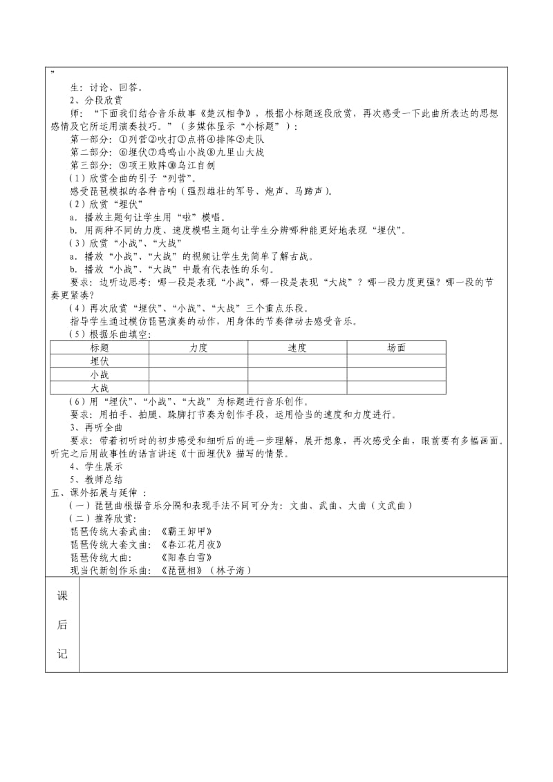 2019年六年级上册第10课《十面埋伏》word教案.doc_第2页