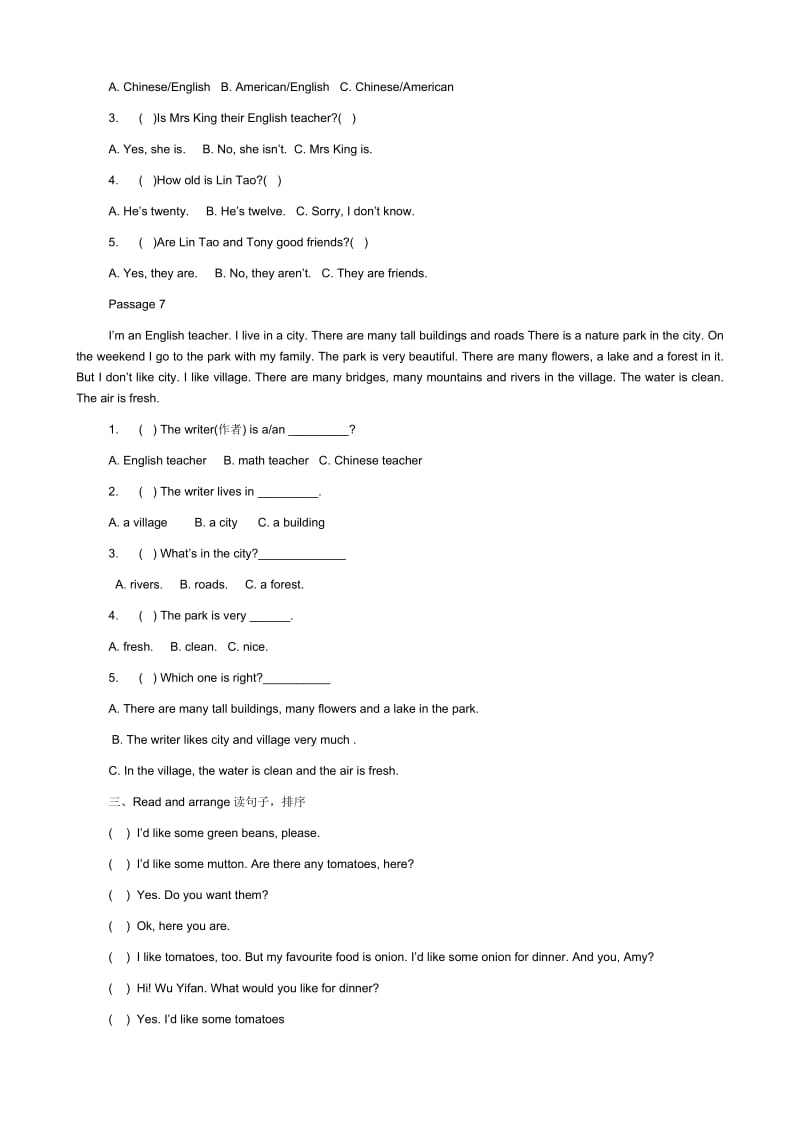 2019年五年级英语阅读竞赛试题(I) (I).doc_第3页