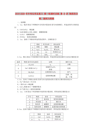 2019-2020年中考化學(xué)總復(fù)習(xí) 第一輪課時(shí)訓(xùn)練 第18講 物質(zhì)的分離、提純與轉(zhuǎn)換.doc