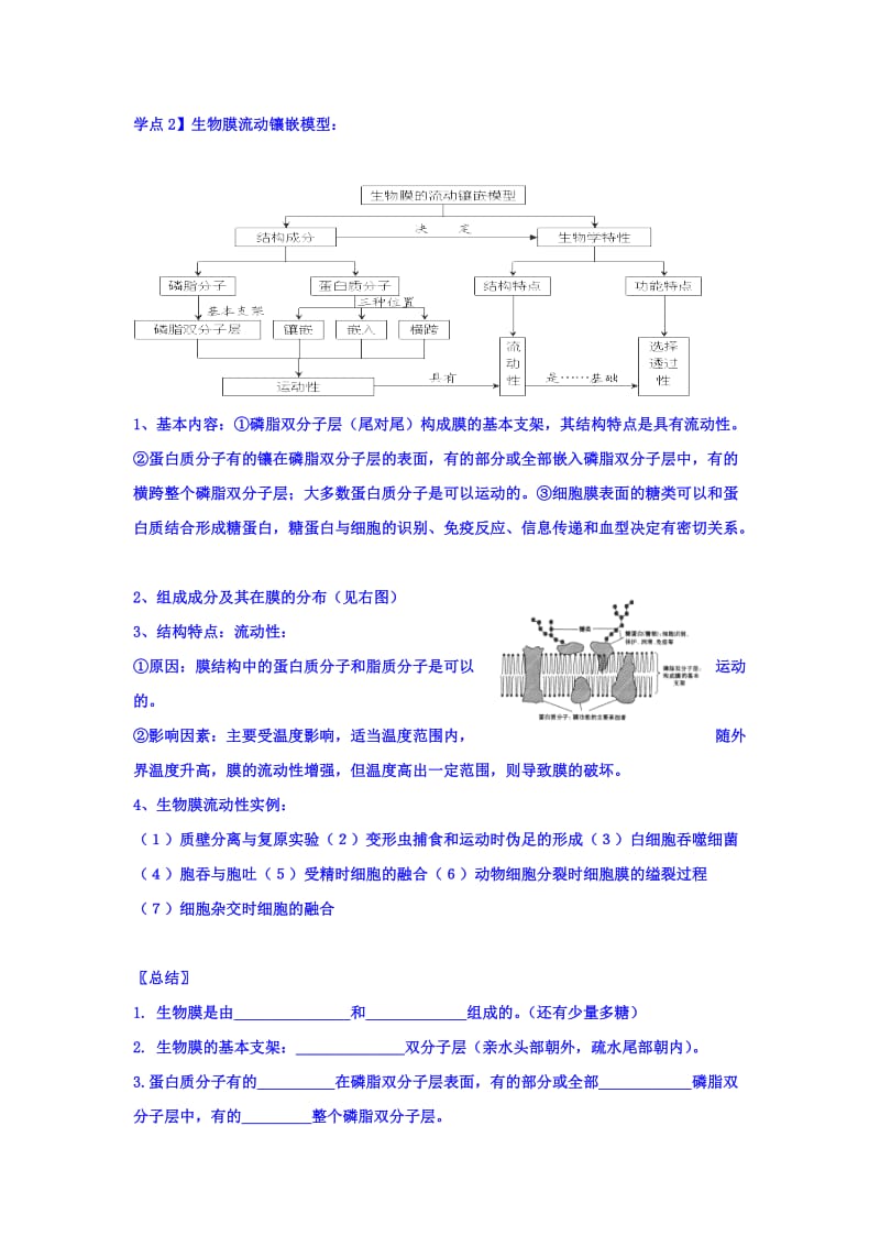 2019-2020年高一生物人教版必修1教案：4-2《生物膜的流动镶嵌模型》.doc_第2页