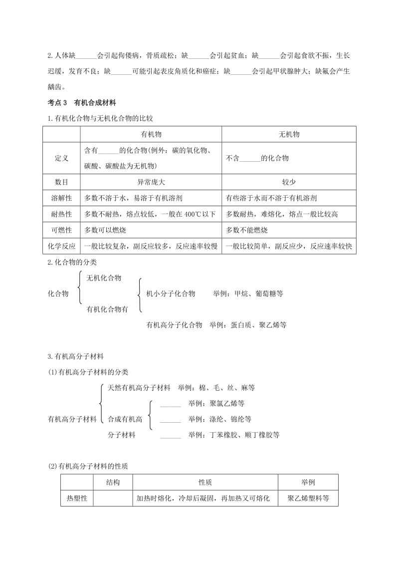 2019-2020年中考化学一轮复习化学与生活学案.doc_第2页