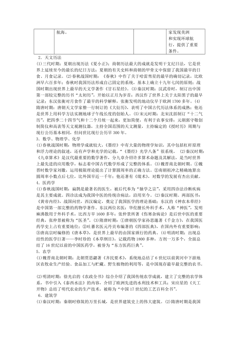 2019-2020年高三历史专题复习 中外历史上的科技成就教案.doc_第2页