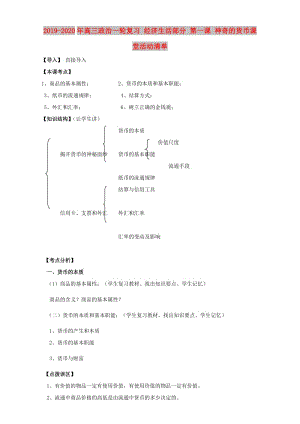 2019-2020年高三政治一輪復(fù)習(xí) 經(jīng)濟(jì)生活部分 第一課 神奇的貨幣課堂活動(dòng)清單.doc