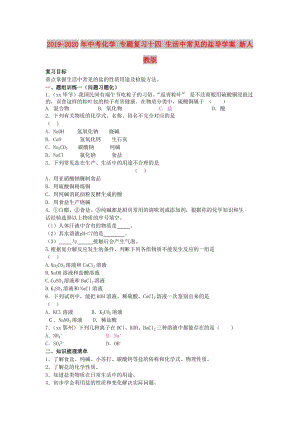 2019-2020年中考化學 專題復習十四 生活中常見的鹽導學案 新人教版.doc