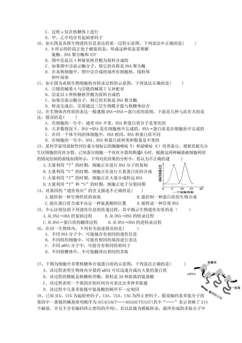 2019-2020年高一生物《第四章 基因的表达检测案》导学案 新人教版.doc_第2页