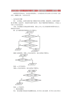 2019-2020年蘇教版高中數(shù)學(xué)（選修1-2）4.1《流程圖》word教案.doc