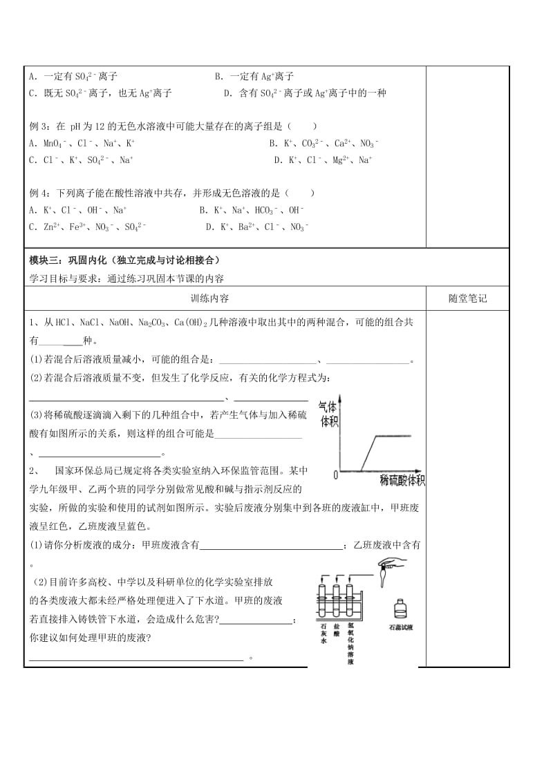 2019-2020年中考化学 离子的共存复习讲学稿.doc_第2页