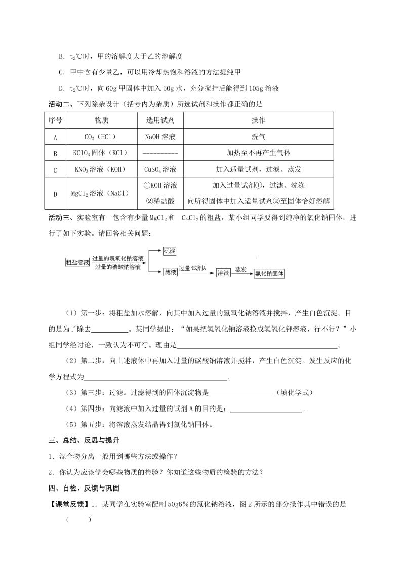 2019-2020年中考化学二轮复习 7 化学实验（第2课时）学案 沪教版.doc_第2页